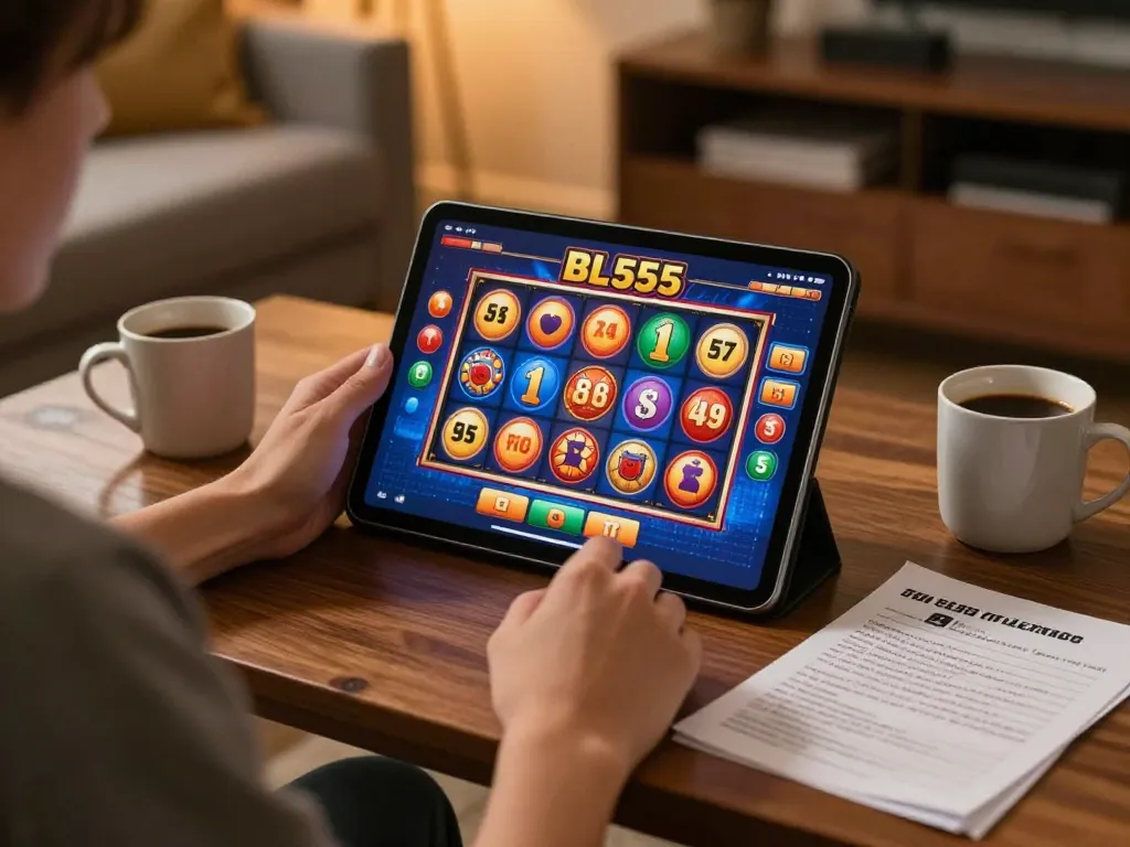 Engaging in mobile casino gaming on the BL555 app for a fun and responsible experience.