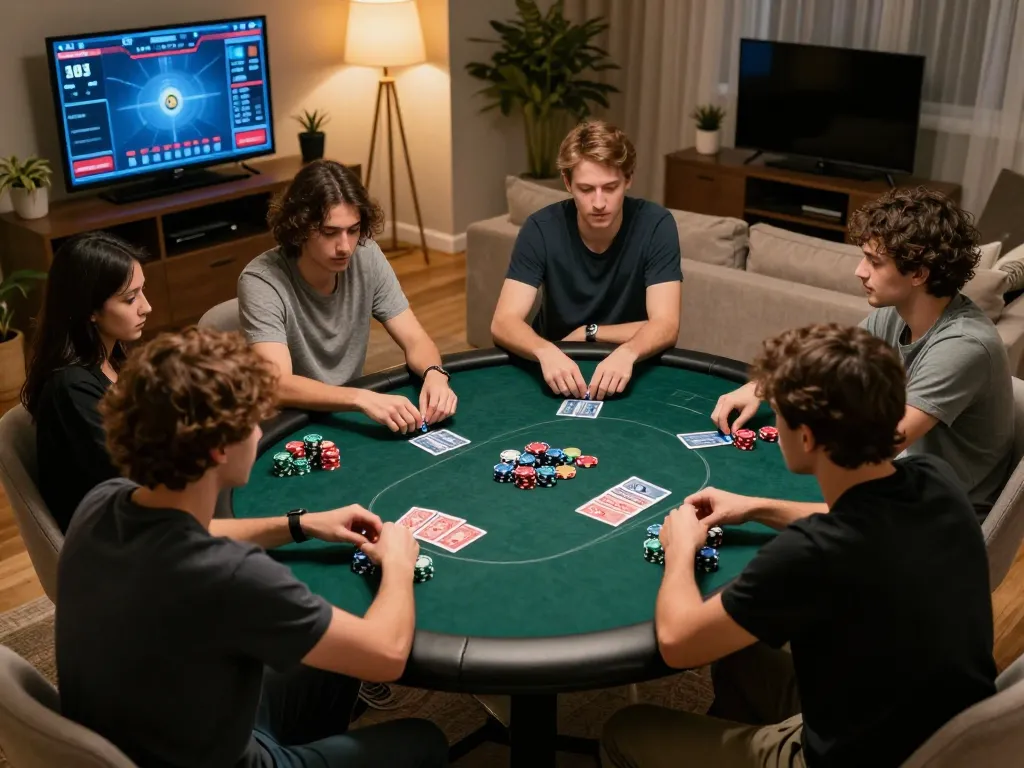 Players engaging in an online poker game at https://xx88gg.net/ showcasing vibrant chips and intense focus.