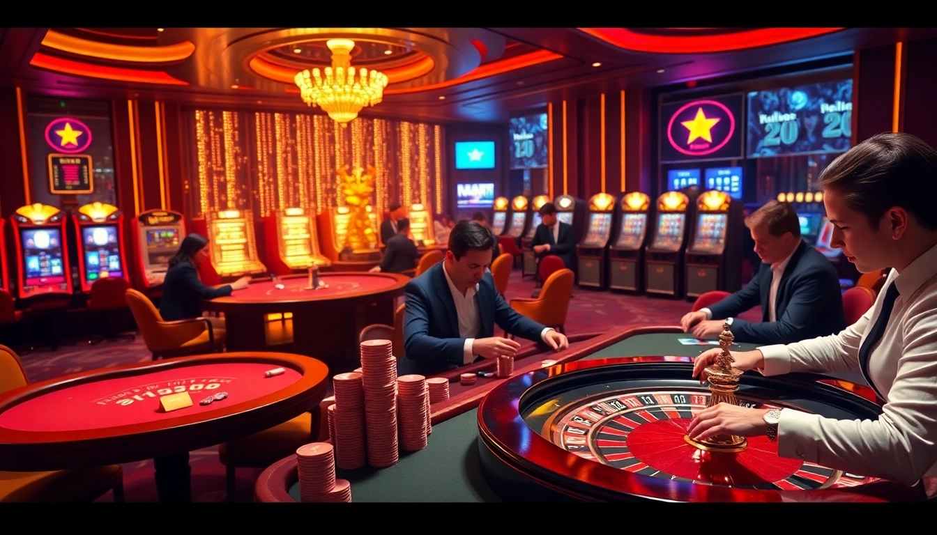 Experience the thrill of gambling at https://sky88sa.com/ with an image of intense poker gameplay at a luxurious casino table.
