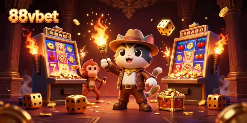 88vbet showcases vibrant 3D illustration of winning moments in an epic casino adventure.