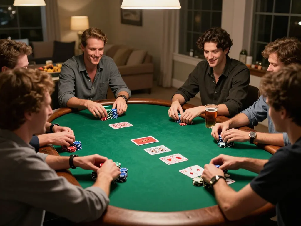 Play engaging poker with friends at home inspired by https://lv88.baby/ featuring colorful chips and cards.