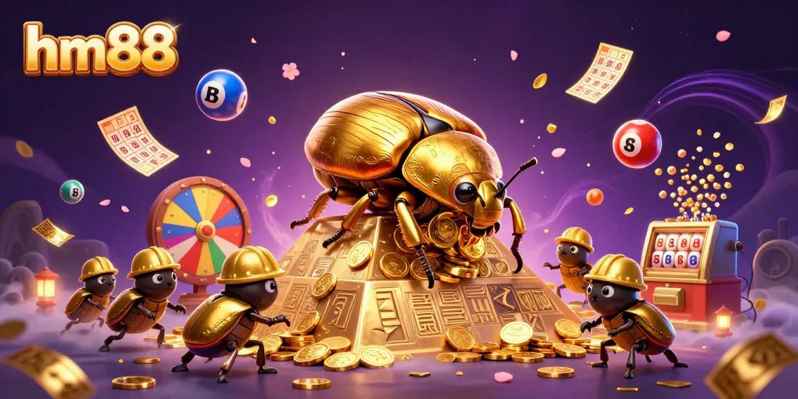Experience the excitement of hm88 with dynamic lottery elements and golden betting symbols in a vibrant scene.