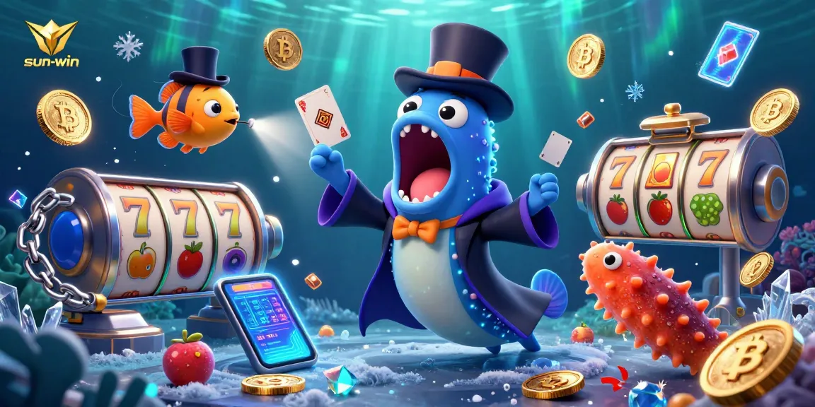 Play and win at sun-win with animated characters showcasing thrilling casino games.