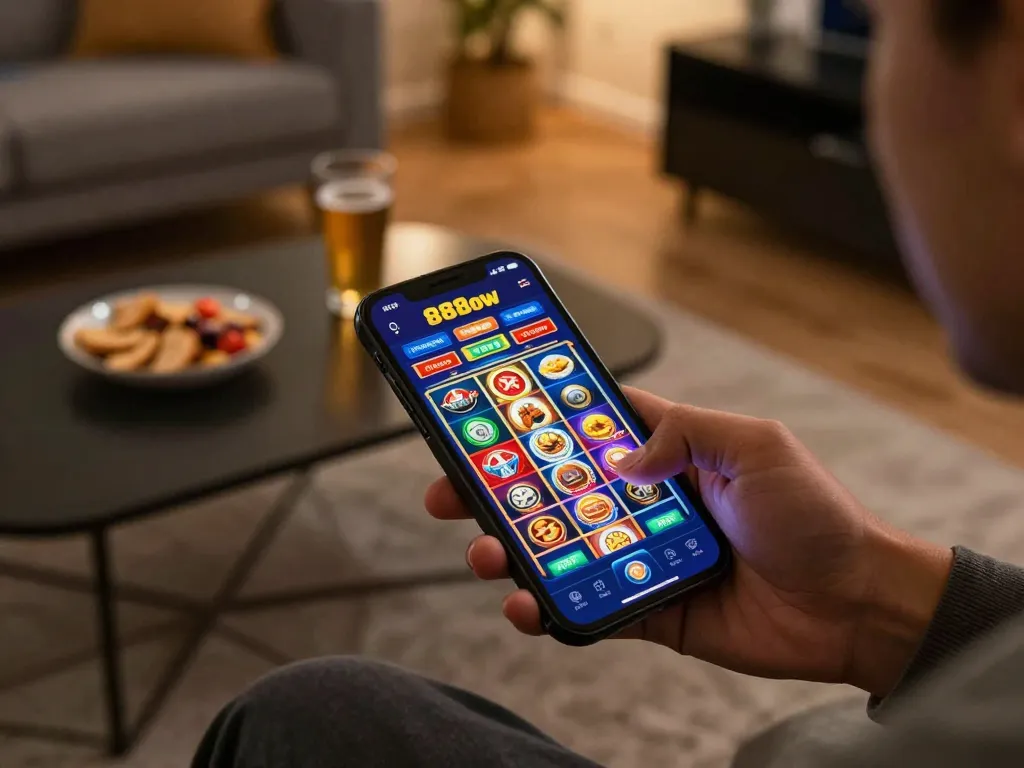 Experience thrilling gameplay with 888now's online casino app, showcasing colorful slots in action