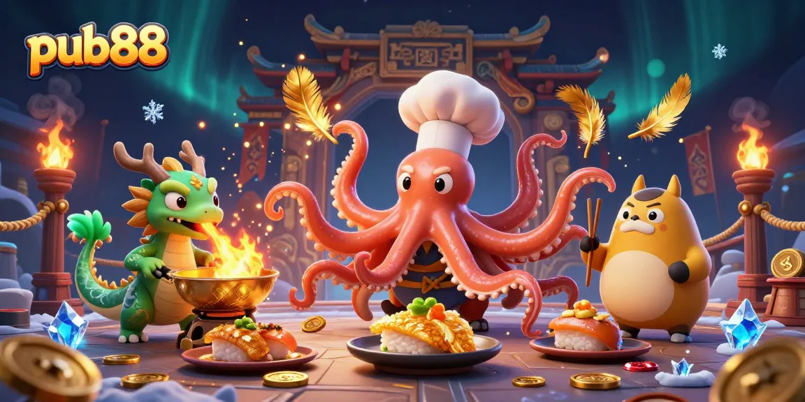 Experience the excitement of pub88 with dynamic casino elements in a vibrant illustration.