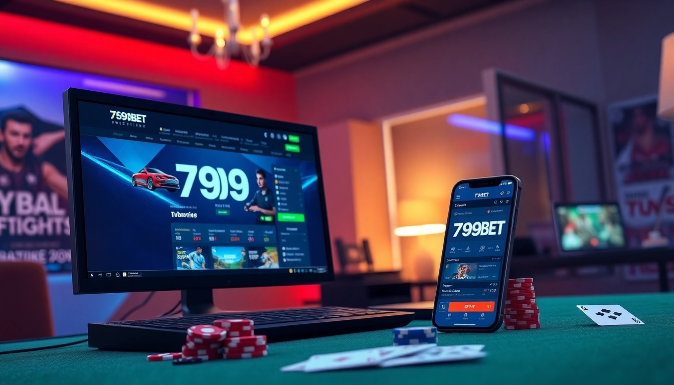 Explore a dynamic gaming setup featuring 789BET https://789beta2.com/ showcasing online betting excitement with poker chips and cards.