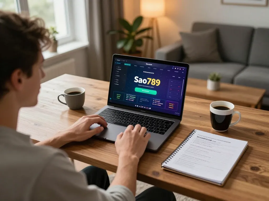Sao789 player engaging in online casino gaming, showcasing responsible gambling strategies