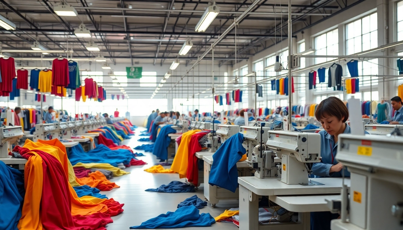 Workers in a Clothes Factory China engaged in garment production, illustrating skilled craftsmanship.