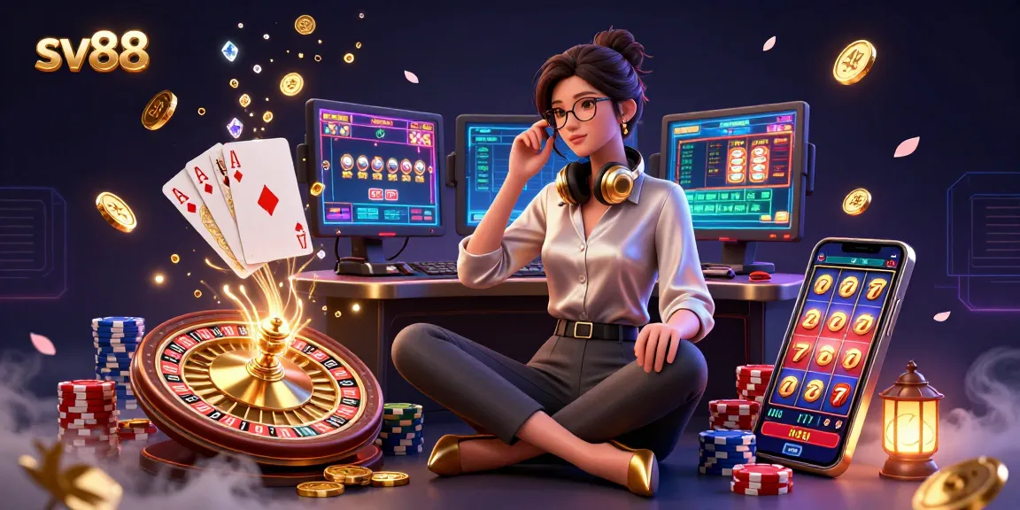 Experience winning strategies at sv88 with an engaging 3D casino illustration featuring games and dynamic elements.