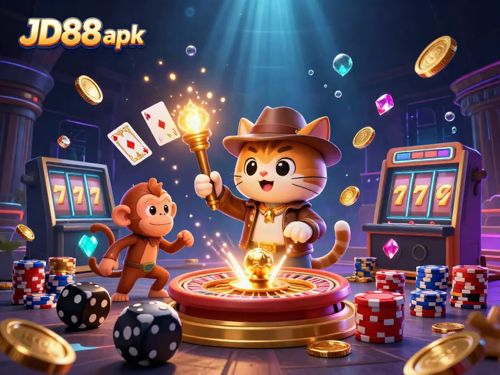 Experience thrilling gameplay in JD88 apk with vibrant casino actions and golden treasures.