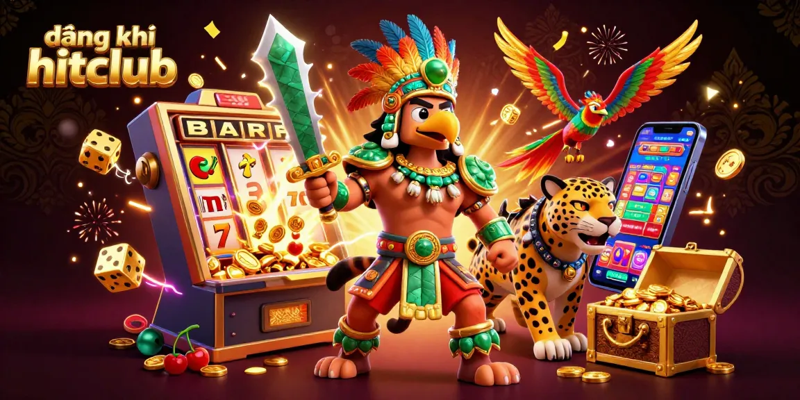 Experience đăng ký hitclub excitement as 3D casino warriors celebrate a jackpot amidst a colorful game environment.