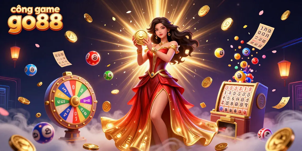 Experience thrilling gameplay at cổng game go88 with vibrant lottery elements and dynamic coin showers.