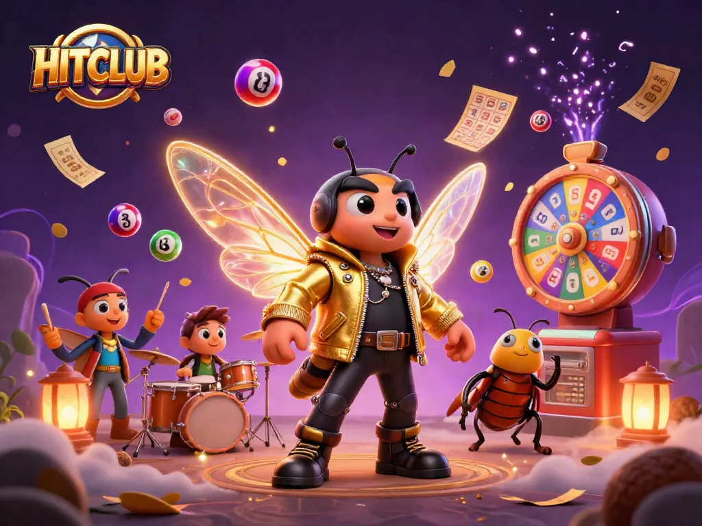 Spin to win with HITCLUB: extraordinary 3D casino scene featuring vibrant lottery balls and celebratory elements.