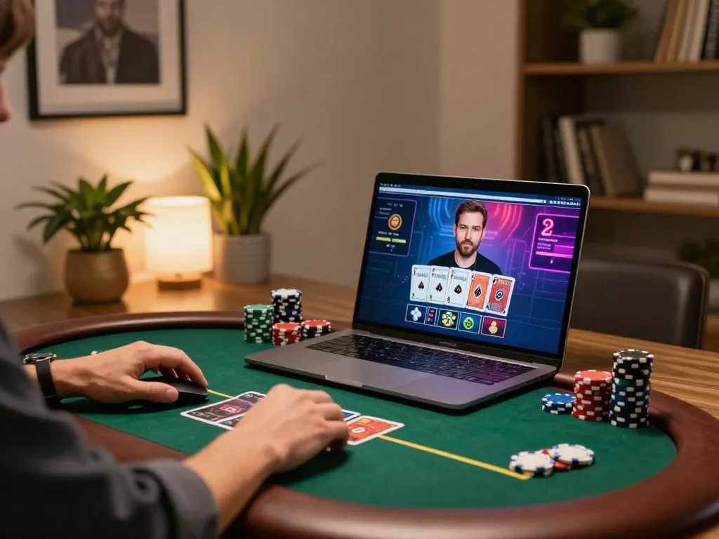 Player engaging with 11bet online poker, showcasing vibrant gameplay and attention to strategy.