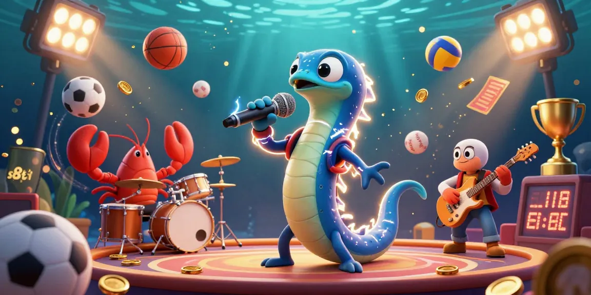 S8tv streams live action with vibrant underwater DJ performance and sports elements in a dynamic casino scene.